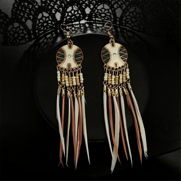 Chic Black and Gold Dangle Earrings - Picture 5 of 8